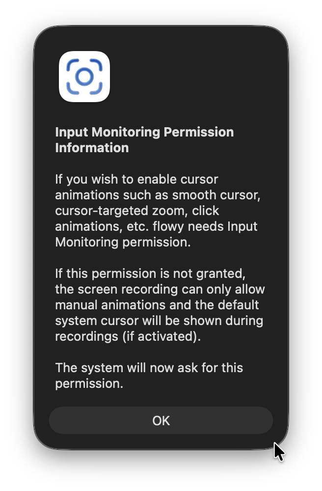 Startup information screen